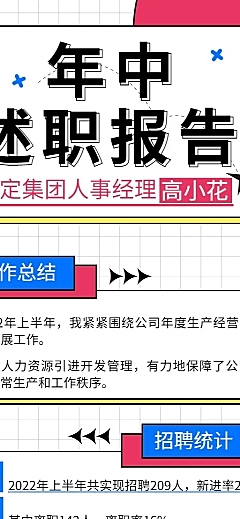 人事经理HR员工个人年中述职总结长图海报