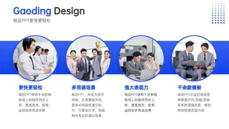 点击进入编辑 并列关系4项PPT图文页预览效果