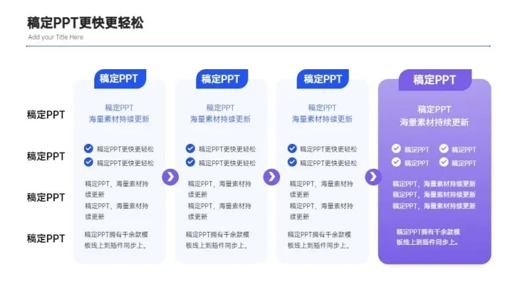 流程关系4项PPT图文页预览效果