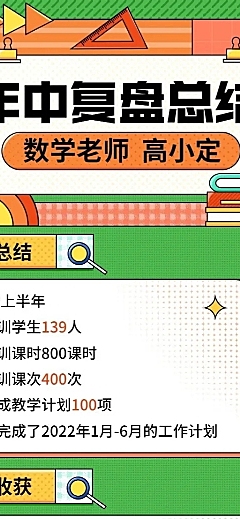 教育机构员工个人年中总结工作述职长图海报