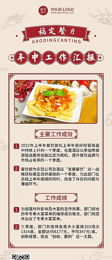 餐饮公司年中总结述职报告长图海报