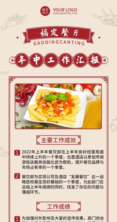餐饮公司年中总结述职报告长图海报
