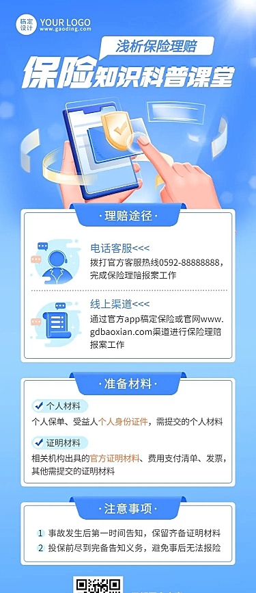 金融保险理赔知识科普课堂长图海报