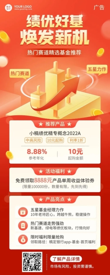 金融保险基金产品介绍推荐营销长图海报预览效果