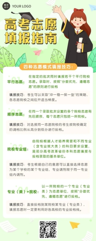 高考考后温馨提示志愿填报指南长图海报预览效果