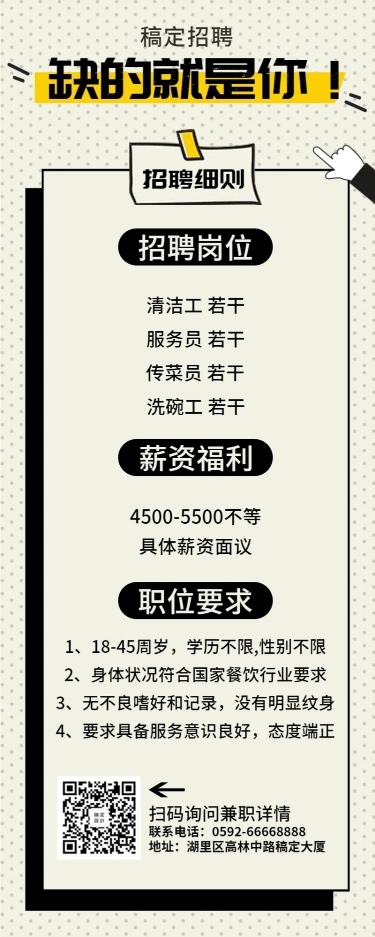 门店招聘长图海报