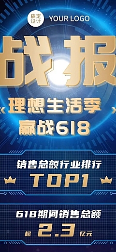 618企业销售战报喜报长图海报