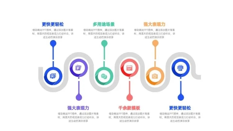 流程关系6项PPT图文页预览效果
