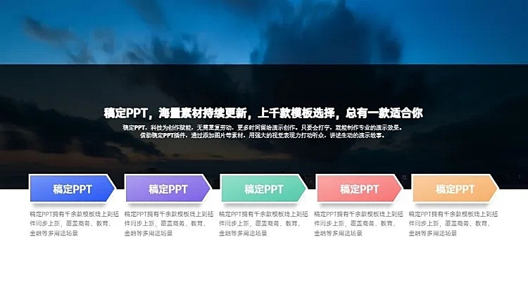 并列关系5项PPT图文页