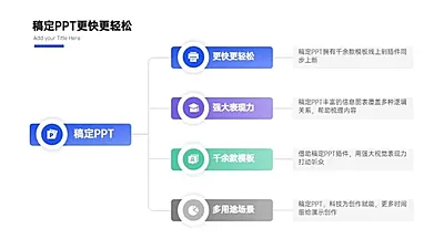 流程关系4项PPT图文页