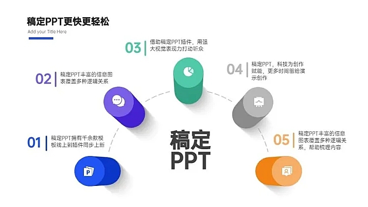 总分关系并列关系5项PPT图文页