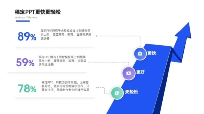 递进关系3项PPT图文页