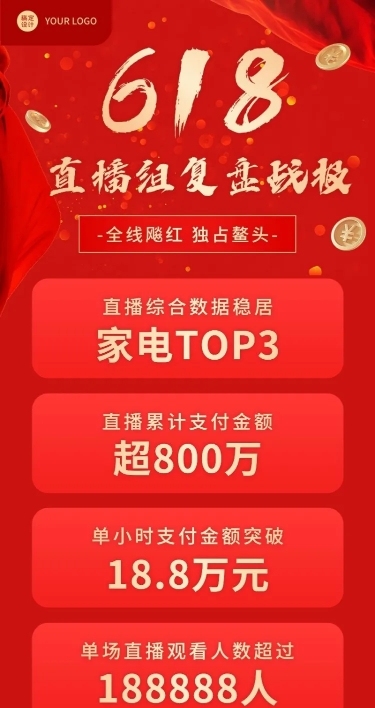 618企业销售战报喜报长图海报