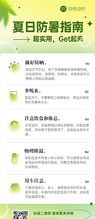 夏季防暑科普指南排版长图海报