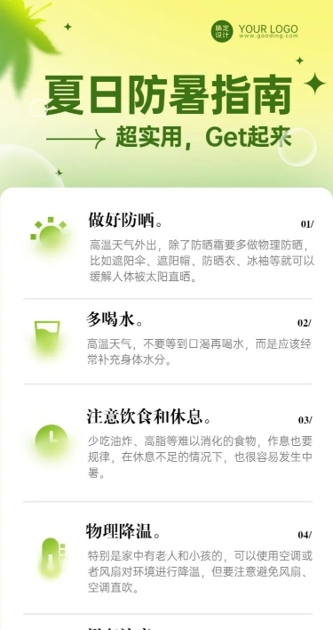 夏季防暑科普指南排版长图海报