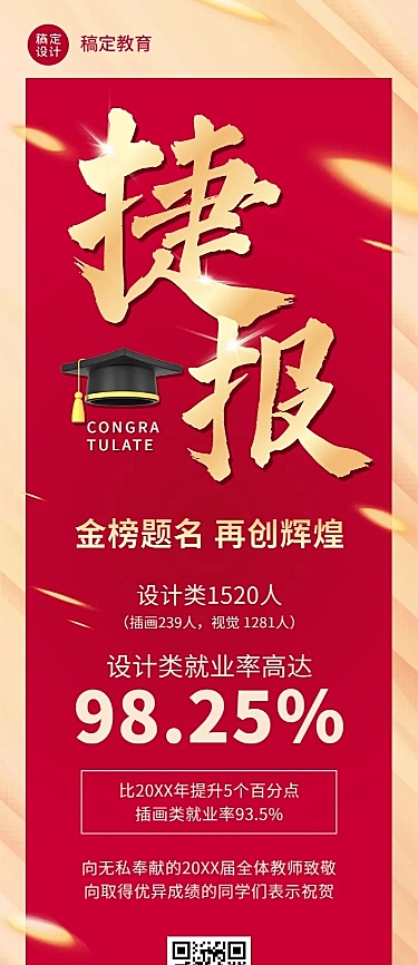 就业喜报长图海报
