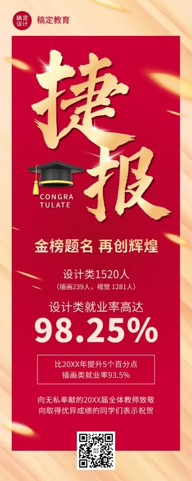 就业喜报长图海报