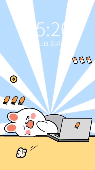 可爱手绘兔子手机壁纸预览效果