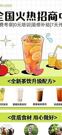 餐饮奶茶饮品招商引资长图海报