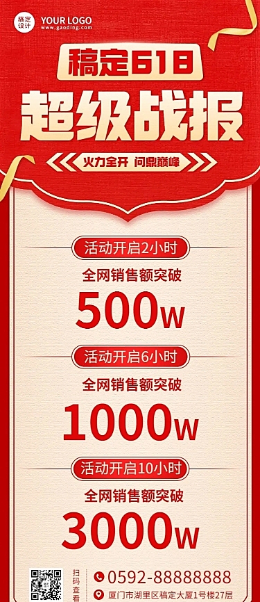 618大促战报喜报长图海报