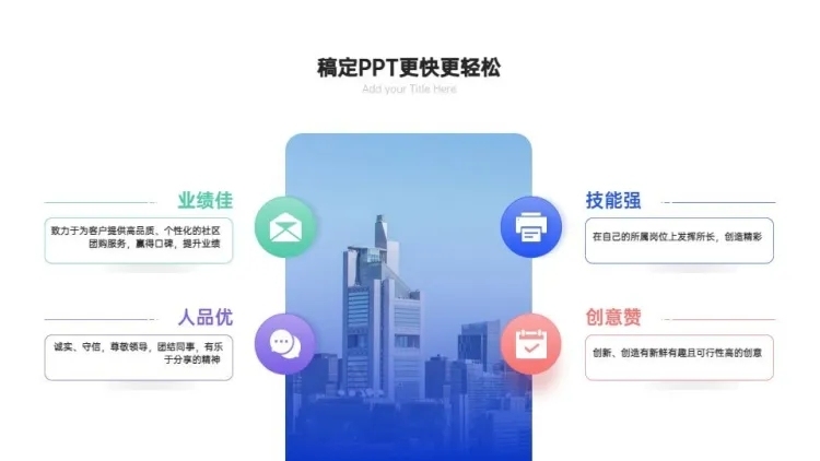 并列关系4项PPT图文页预览效果