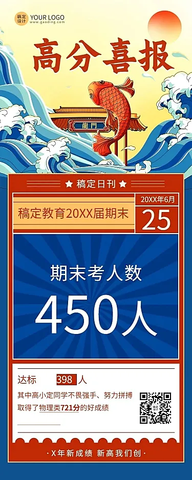 高考喜报高考捷报长图海报