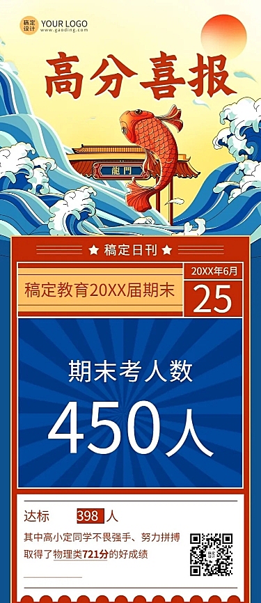 高考喜报高考捷报长图海报