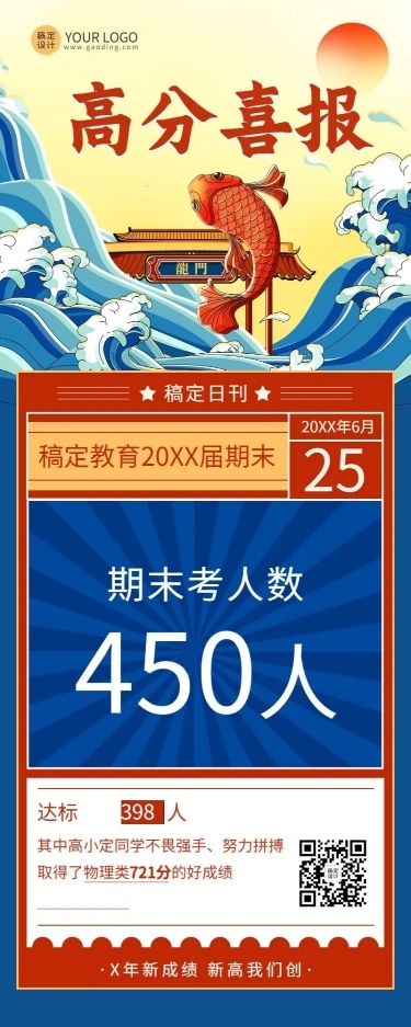 高考喜报高考捷报长图海报