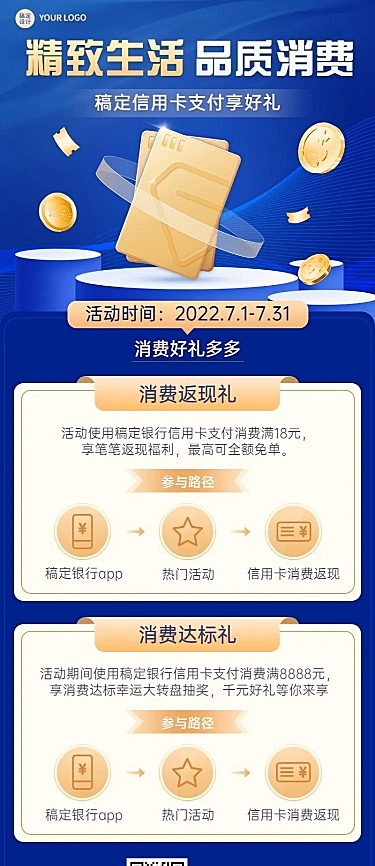 金融银行信用卡活动介绍营销长图海报