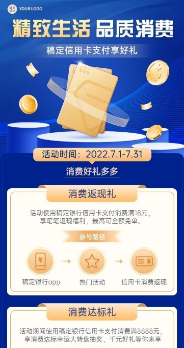金融银行信用卡活动介绍营销长图海报