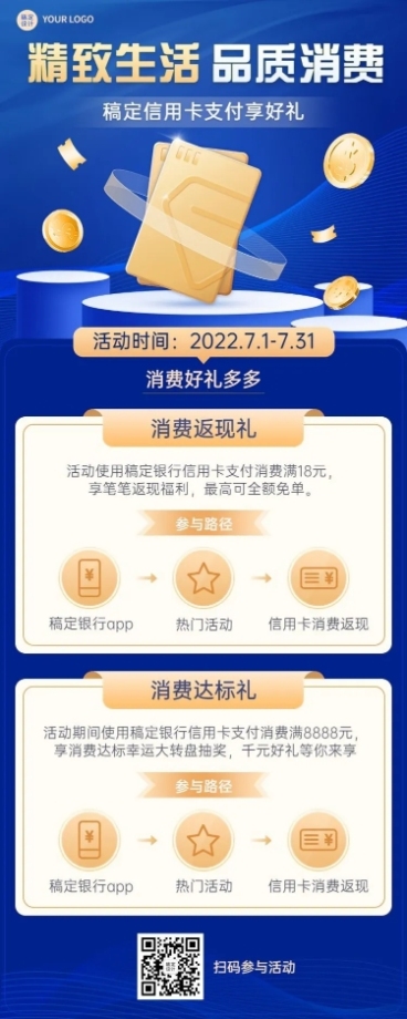 金融银行信用卡活动介绍营销长图海报预览效果