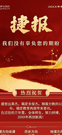 高考喜报高考捷报长图海报