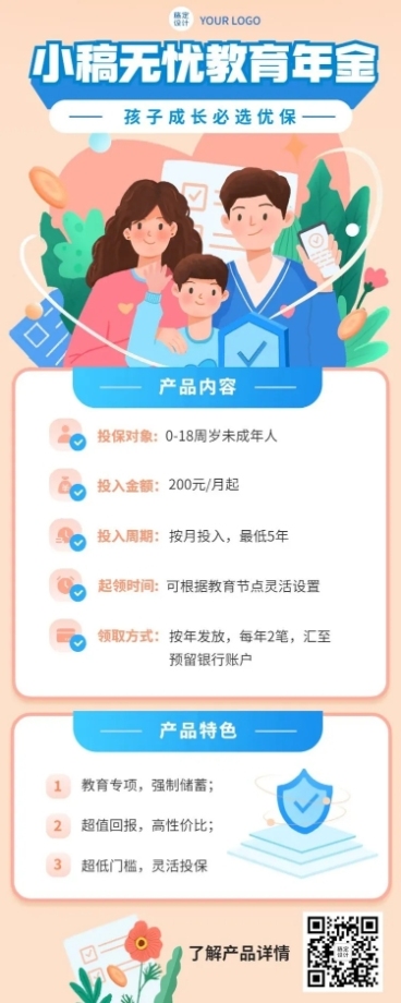 金融保险教育年金产品介绍营销长图海报预览效果