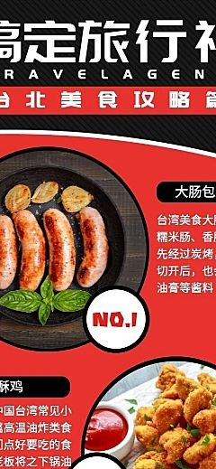地方美食攻略简约展示长图海报