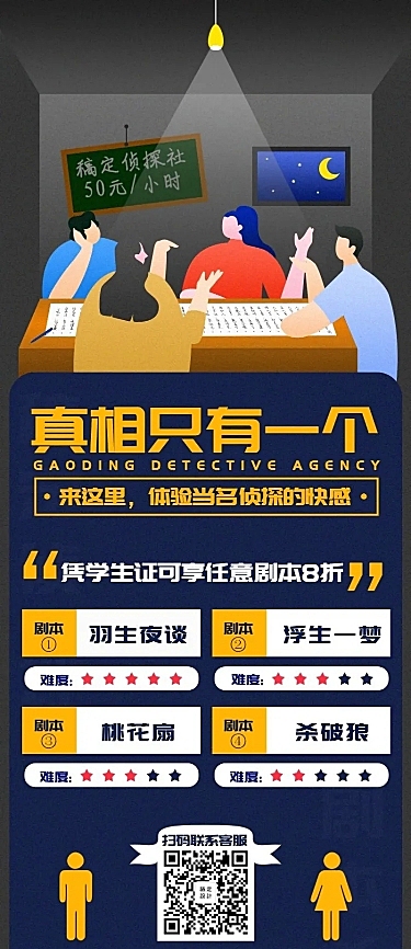 剧本狼人杀简约手绘插画项目介绍长图海报