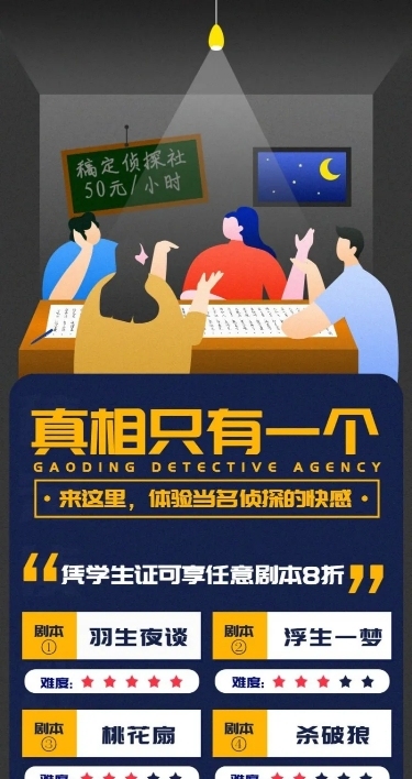 剧本狼人杀简约手绘插画项目介绍长图海报