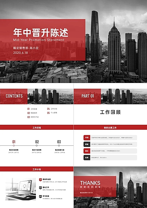 欧美商务晋升总结述职报告PPT