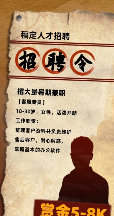 招聘复古创意长图海报
