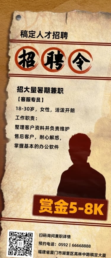 招聘复古创意长图海报