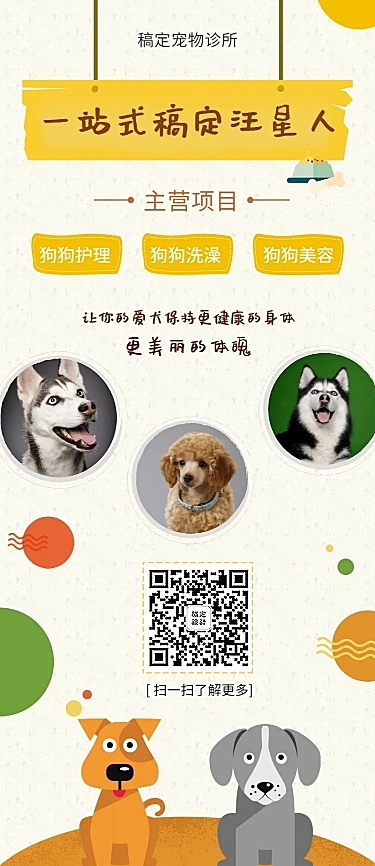 宠物卡通项目介绍长图海报