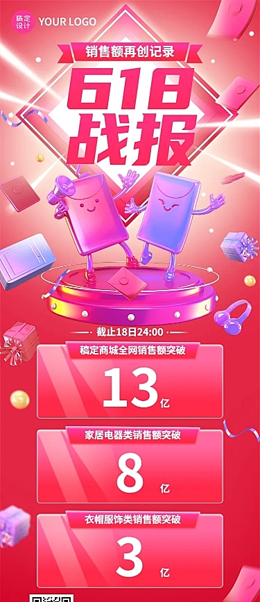 618节点营销喜报战报3D长图海报