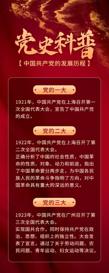 建党节节日党史科普排版长图海报预览效果