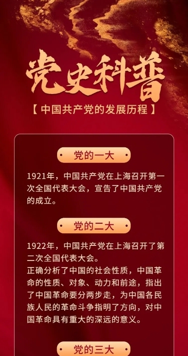 建党节节日党史科普排版长图海报