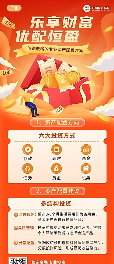 金融保险资产配置方案介绍投资理财长图海报