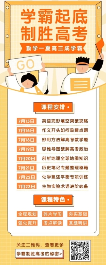 暑期高考培训班招生长图海报预览效果