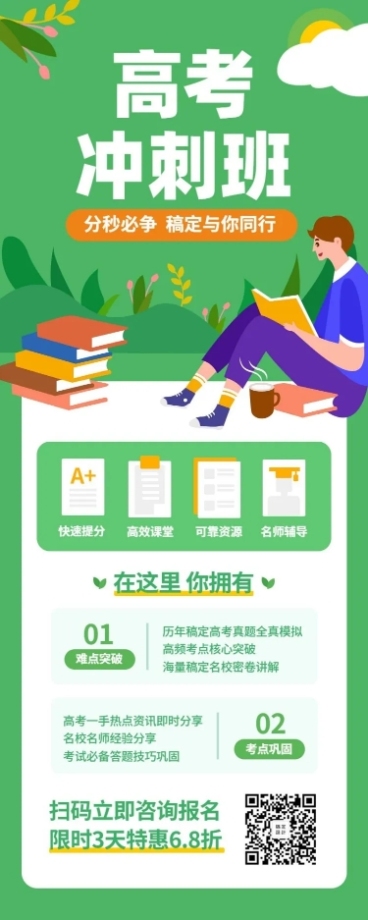 高考冲刺班招生长图海报预览效果