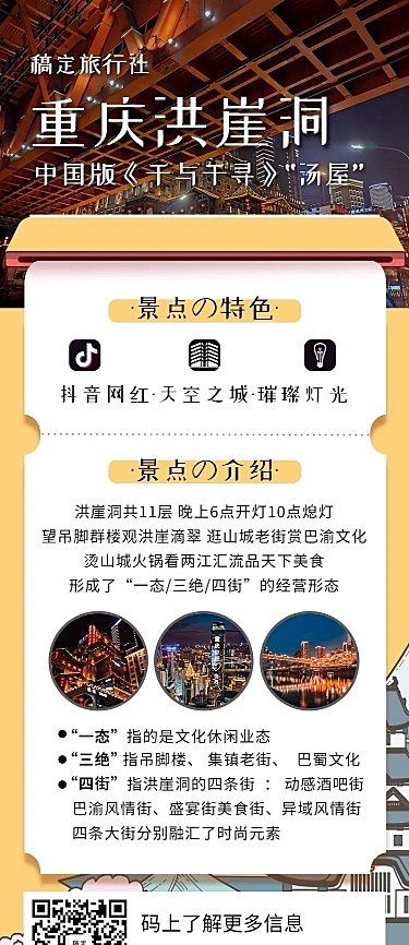 旅行社创意卡通景点介绍长图海报