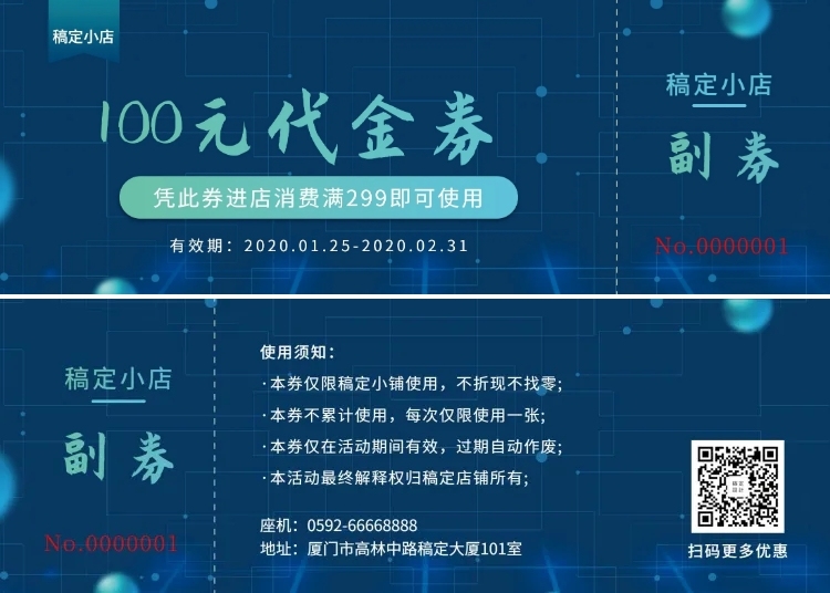 科技简约促销代金优惠券预览效果