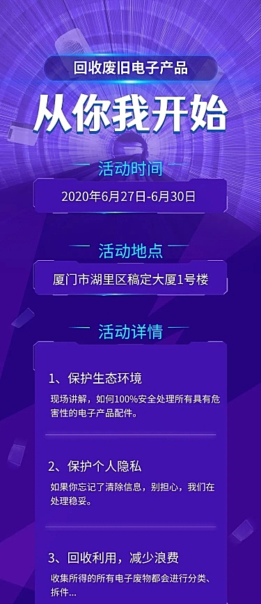 回收电子/科技风/长图海报