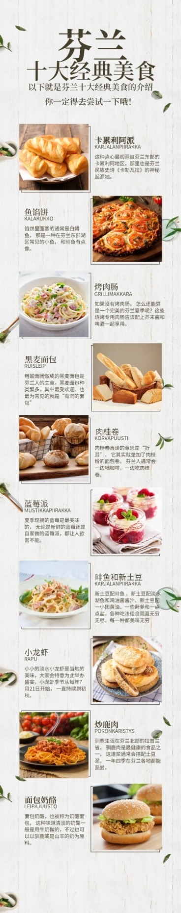 芬兰十大经典美食餐饮文章长图预览效果